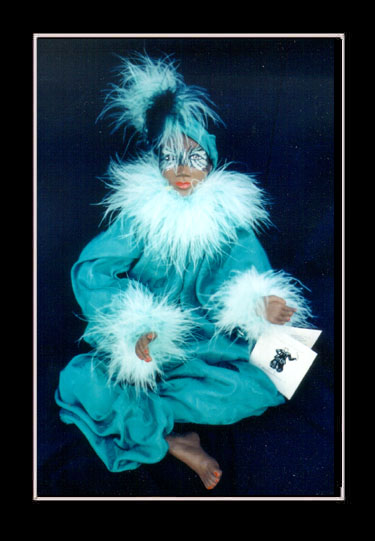 Click here to view closeup of the African American Doll, Nicole, A Mardi Gras Masquerade Doll